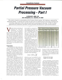 Partial Pressure Vacuum Processing - Part I